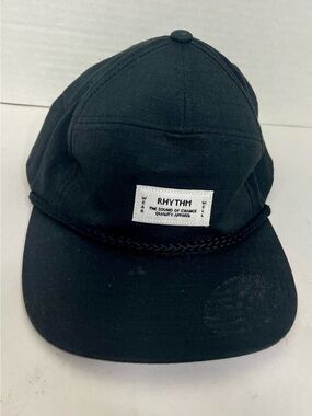 Men's Rhythm Black/White Adjustable Snapback Cap/Hat w/Braided Rope Trim (OS)